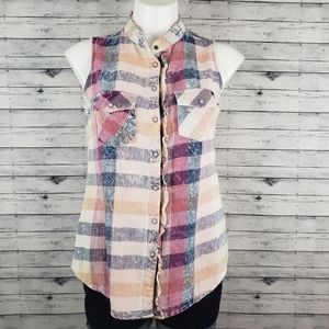 Shyanne Plaid Snap Buttondown Shirt Sz Small